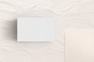 PNG Business Card On White Wall Plaster Texture Mockup