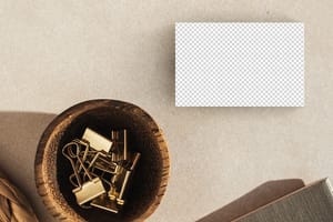 PNG Business Card With Paper Clip Mockup