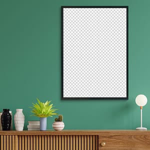 PNG Frame On Green Wall Mockup