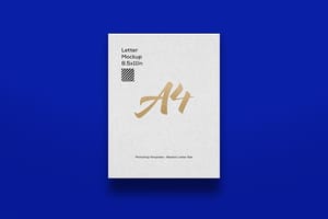 Photoshop A4 Letter Paper Mockup with Blue Background