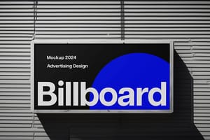 Photoshop Advertising Long Billboard Banner Mockup with Real Shadow