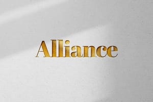 Photoshop Alliance Gold Paper Texture Logo Mockup