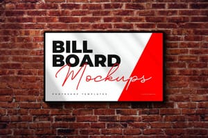 Photoshop Billboard Mockup On Brick Wall Background