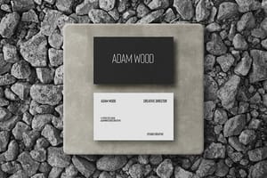 Photoshop Black and White Business Card Mockup Lay On Square Podium