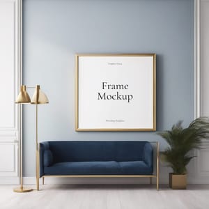 Photoshop Blue Minimal Interior Frame Mockup