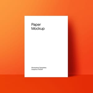 Photoshop Bold Orange Color Paper Mockup