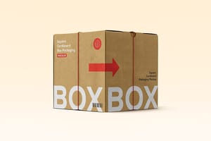 Photoshop Branding Square Cardboard Box Mockup with Left View