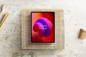 Photoshop Branding iPad Mockup on Bamboo Roll