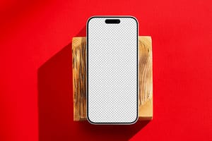 PNG Branding iPhone Mockup on Wooden Cube