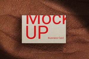 Photoshop Business Card Mockup on Brown Sand Texture