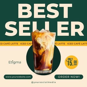 Canva Best Seller Iced Cafe Latte Etigma Instagram Post