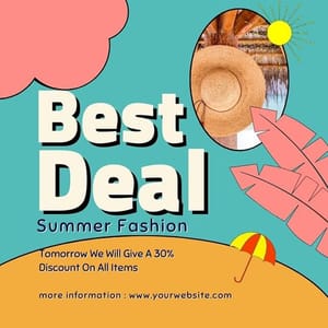 Canva Best deal Summer Fashion Palm Rush Instagram Post