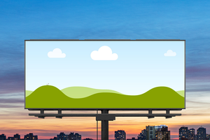 Canva Billboard Mockup on Sunset Background