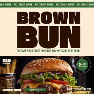 Canva Brown Bun Big Burger Instagram Post