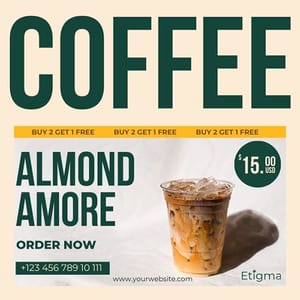 Canva Coffee Almond Amore Etigma Instagram Post