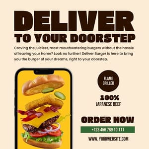 Canva Deliver To Your Doorstep Big Burger Instagram Post