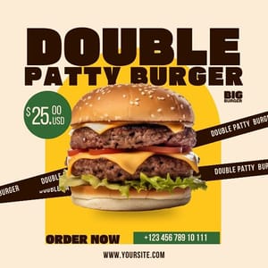 Canva Double Patty Burger Big Burger Instagram Post