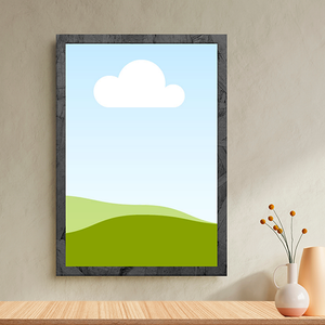 Canva Frame Poster Mockup on Wood Table