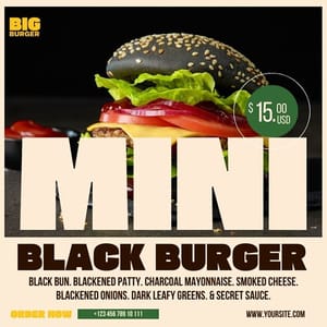 Canva Mini Black Burger Big Burger Instagram Post