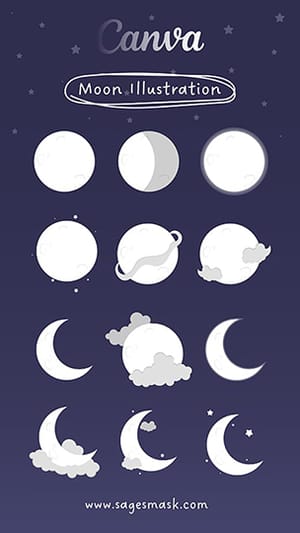 Canva Moon Illustration Elements