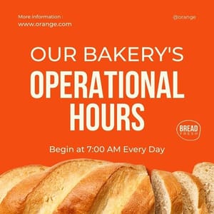 Canva Our Bakerys Operational Hours Orange Instagram Post