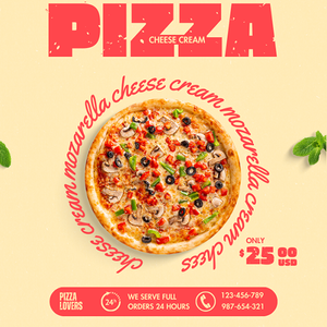 Canva Pizza Cheese Cream Peach Pizza Instagram Post