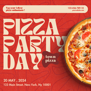 Canva Pizza Party Day Elaraeats Instagram Post