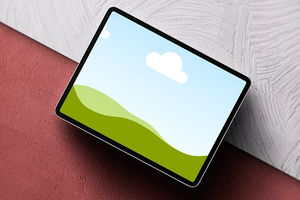 Canva Realistic iPad Pro Mockup on Plaster Background