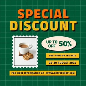 Canva Special Discount Coffee Verdegreen Instagram Post