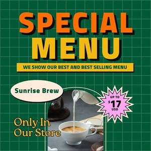 Canva Special Menu Coffee Verdegreen Instagram Post