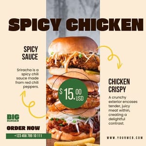 Canva Spicy Chicken Big Burger Instagram Post