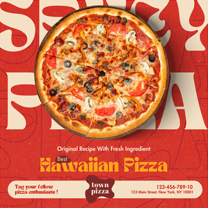 Canva Spicy Hawaiian Pizza Elaraeats Instagram Post