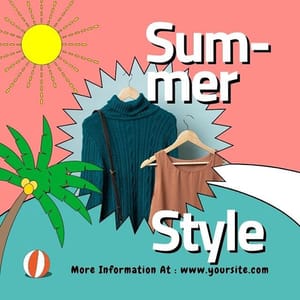 Canva Summer Style Fashion Palm Rush Instagram Post