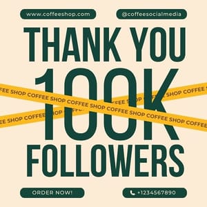 Canva Thank You 100k Followers Etigma Instagram Post