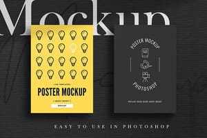 Photoshop Creative Black Paper Poster Mockup