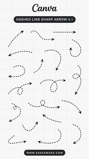 Canva Dashed Line Sharp Arrow V.1 Elements