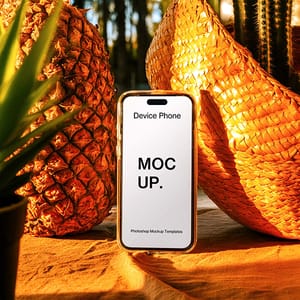 Photoshop Device Phone Mockup with Pineapple background