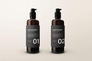 Photoshop Double Cosmetic Bottle Mockup on Neutral background