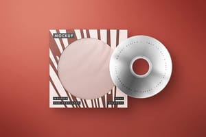 Photoshop Drop View of Bold Red CD Mockup