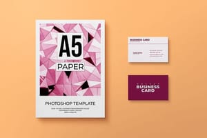 Photoshop Elegant Business Card & A5 Paper Mockup