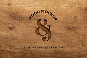 Photoshop Engraved Wood Logo Mockup