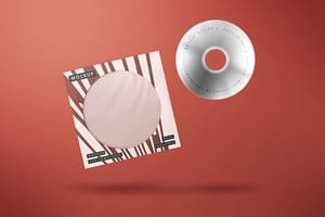 Photoshop Floating View of Bold Red CD Mockup