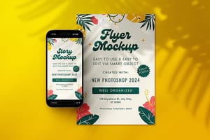 Photoshop Flyer Event Poster & Instagram Story Mockup with Yellow Color