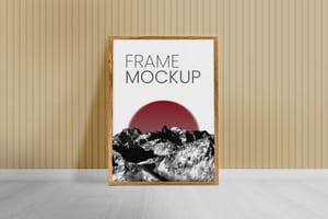 Photoshop Frame Mockup Lean On Textured Wall Background