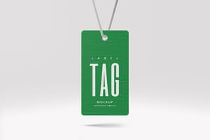 Photoshop Green Label Tag Mockup With Shadow