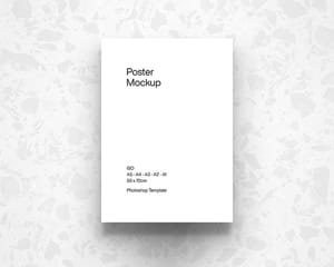 Photoshop ISO Poster Mockup on White Marble Background