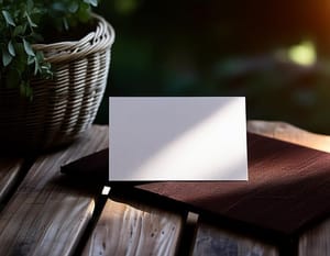 Image Business Card Mockup on Wood Table