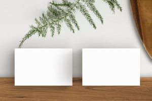 Image Business Card On White Wall & Table Mockup