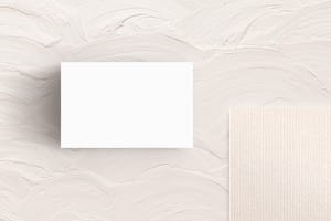 Image Business Card On White Wall Plaster Texture Mockup