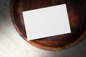 Image Business Card On Wooden Tray Mockup